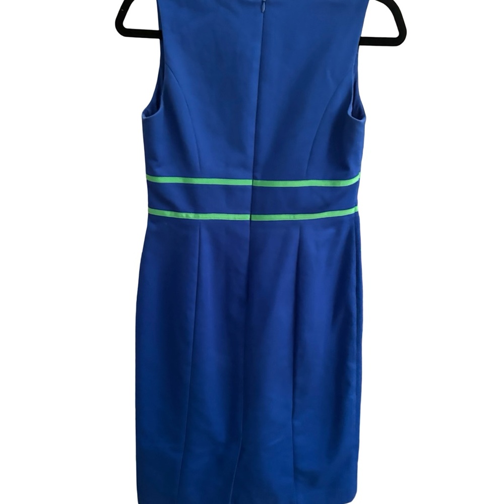 Anne Klein Royal Blue Sheath Dress with Lime Trim - Picture 2 of 2